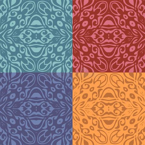Set Of Colorful Patterns Seamlessly Tiling Stock Vector