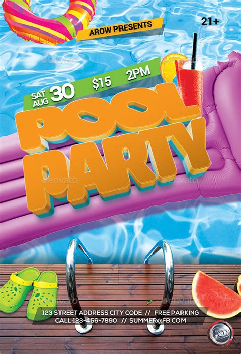 printable pool party invitations psd ai eps word