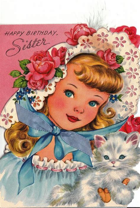 Celebrate someone's day of birth with vintage birthday cards & greeting cards from zazzle! Vintage 1950s Happy Birthday Sister Greetings Card B46