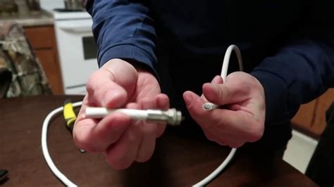 Using the coaxial connector, connect the other end of the coaxial cable to the tv in the air/cable now, bend the coax cable slightly so that the antenna is at the correct angle. How To Make A Simple HDTV Antenna Easy [ Working April ...
