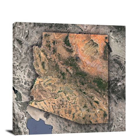 Arizona State Satellite Map 2022 Canvas Wrap