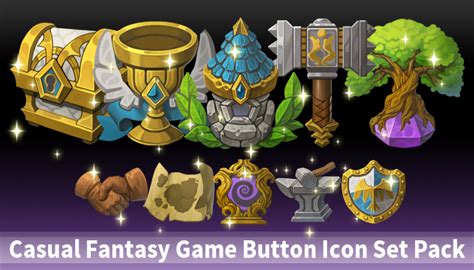 Casual Fantasy Game Button Icon2 Set Pack Gamedev Market