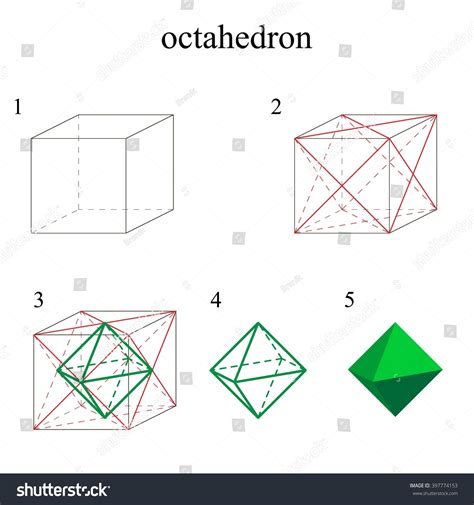 Schematic Drawing Octahedron Children Polyhedron Eight Stock Vector