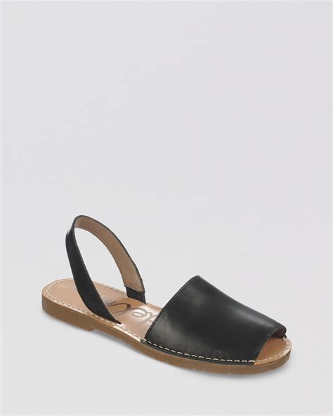 Sam Edelman Peep Toe Flat Espadrille Sandals Bray In Black Lyst