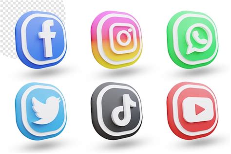 Premium Psd 3d Social Media Icon Set Or Logotype Collection