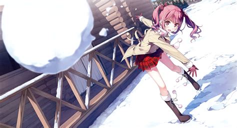Original Anime Girl Snow Winter Wallpaper 4593x2487 618986