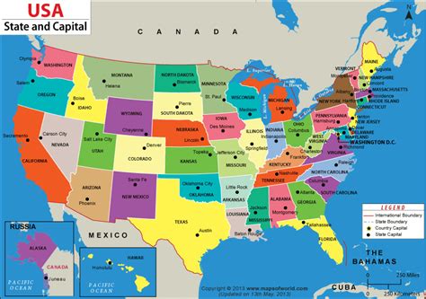 Map Of The United States And Capital Cities Map Of The United States