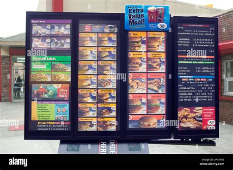Menu Display Of A Drive In And Walk Up Mcdonald S Fast Food Stock Photo