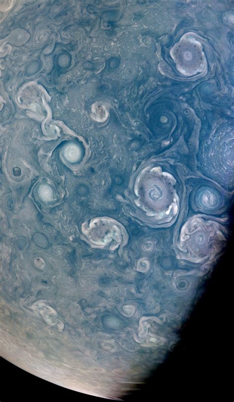 Nasa Spacecraft Captures Striking View Of Vortices Near Jupiters North