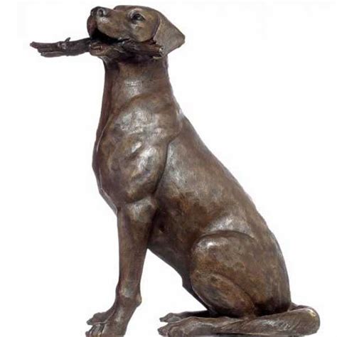 Custom Made Bronze Dog Statue Life Size Black Lab Outdoor Lawn