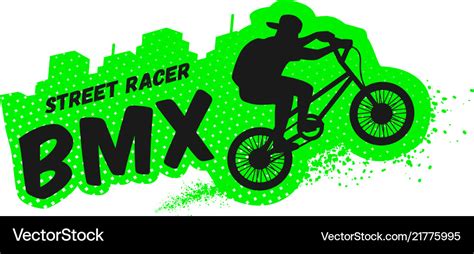 Bmx Street Racer Emblem Logo In Grunge Style Vector Image