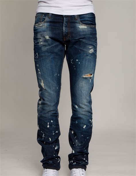 Indigo Wrinkled Mens Fashion Style Slim Denim Jeans Prps Demon