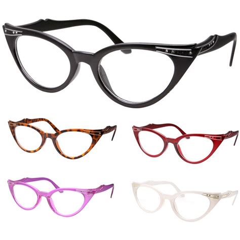 cat eye clear lens glasses rhinestone 50s vintage women retro eyeglasses ebay retro