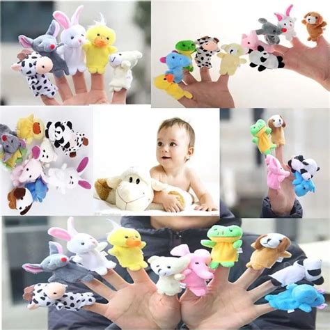 10 Pcslot Baby Plush Toy Finger Puppets Tell Story Props Animal Doll