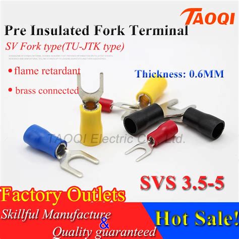 500pcspack Svs35 5 Pre Insulated Fork Spade Wire Connector Electrical