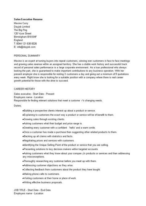 This sales resume template is perfect for everyone who's looking for the ideal job. Sales Executive Resume Word - How to create a Sales ...