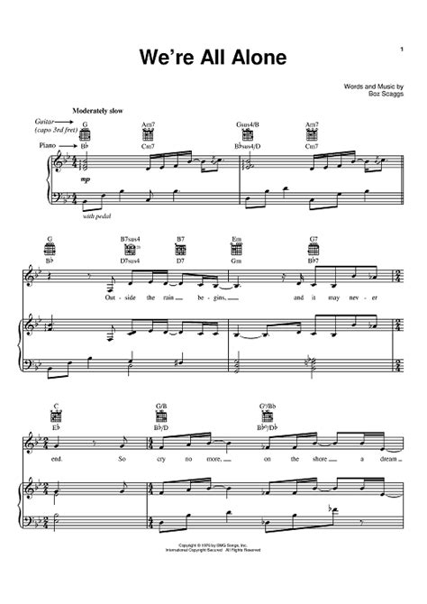 Were All Alone Sheet Music By Linda Eder Boz Scaggs For Pianovocal