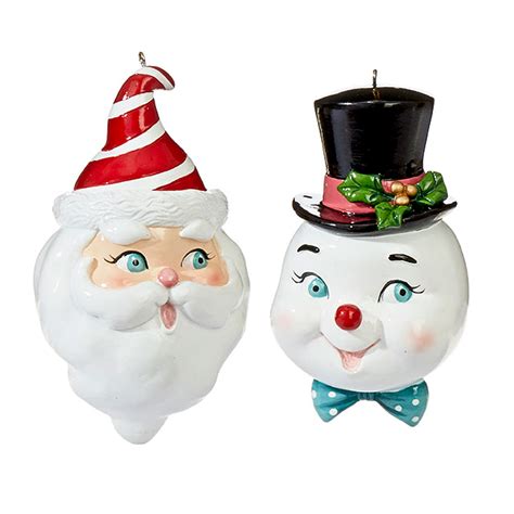 Raz Imports Set2 Santa Claus Snowman Face Retro Vintage Style