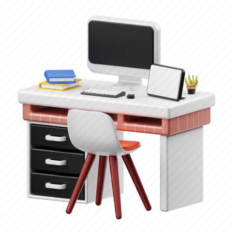 Minimalist Desk Office 3d Illustration Download On Iconfinder