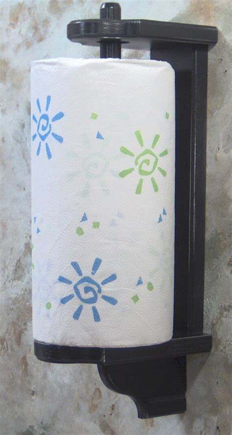 Satin Black Vertical Mount Wood Paper Towel Holder By Jahnjed