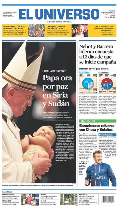 Portada De Diarioeluniverso Del 26 De Diciembre Del 2013 Las Noticias