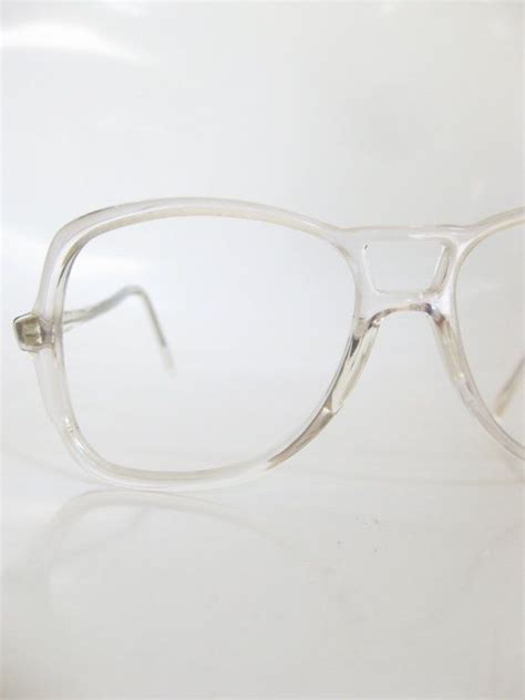 80s crystal clear aviator eyeglasses 1980s mens glasses see through oversized hip hop guys homme