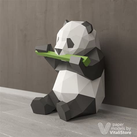 Bamboo Panda Papercraft Sitting Panda Papercraft Origami 3d Origami