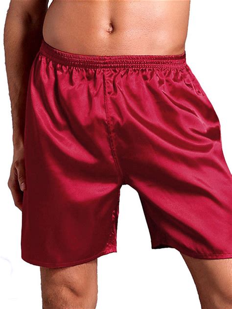 men s satin boxers shorts silk boxers sleepwear underwear pajamas shorts red large 8354297