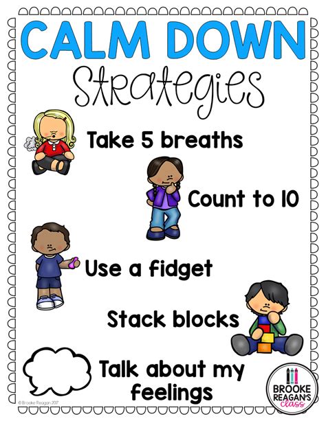 calm down corner area calming strategies poster and calm down tools social emotional