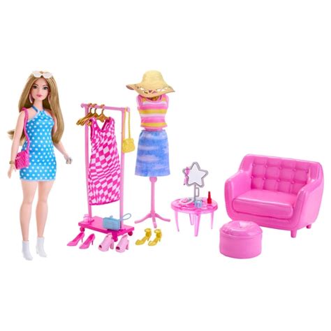 barbie puppe als stylistin mit kleiderschrank set smyths toys deutschland
