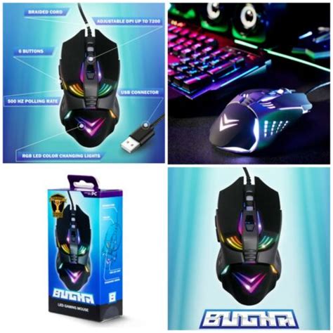 New Sealed Official Bugha Led Gaming Mouse 7 Key7200 Dpi Usb Wired For
