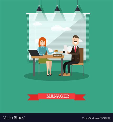 Bank Manager Concept In Flat Royalty Free Vector Image