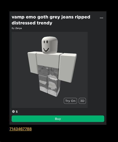 Grey Ripped Jeans With Code Bloxburg Grey Ripped Jeans Roblox