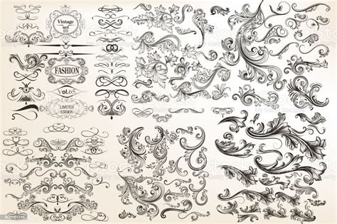 Big Collection Or Set Of Vector Vintage Flourishes For Design In