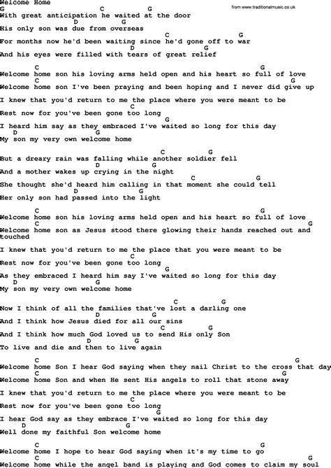 Welcome Home - Bluegrass lyrics with chords