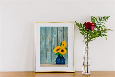 Sunflowers In Blue Vase Still Life Painting Wi Artfinder