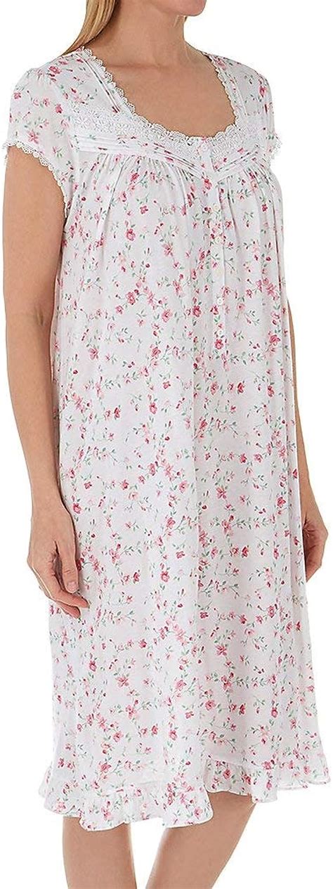 Eileen West Plus Size Cotton Modal Jersey Short Nightgown White Ground Viney Floral 2x At Amazon