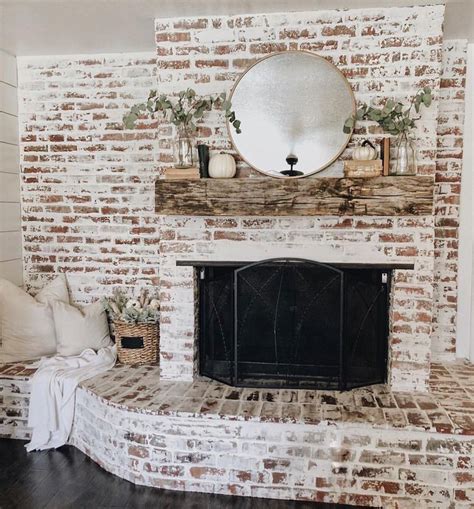 Cover the hearth with a drop cloth and remove the mantel and anything else that's attached to the brick. Image result for limewash stone fireplace | White wash ...
