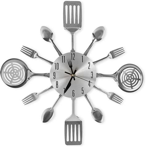 Cigera 16 Inch Large Kitchen Wall Clocks With Spoons And Forksgreat
