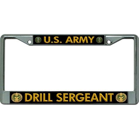 Army Drill Sergeant In Gold Seal Logo Chrome License Plate Frame Usa