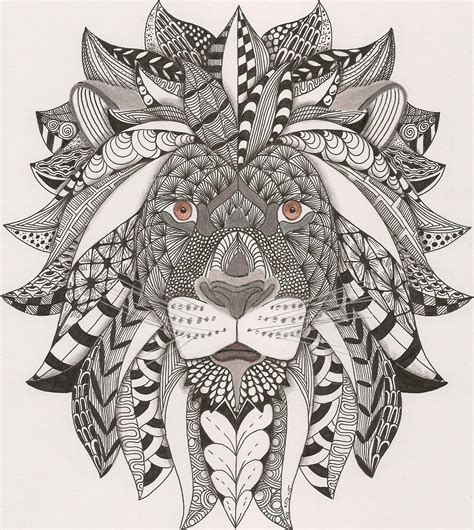 Zentangle Lion Adult Colouring Adri Ornation Creation Adult Coloring