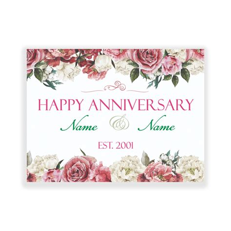Happy Anniversary Yard Sign Silver Swirl Reliable Banner
