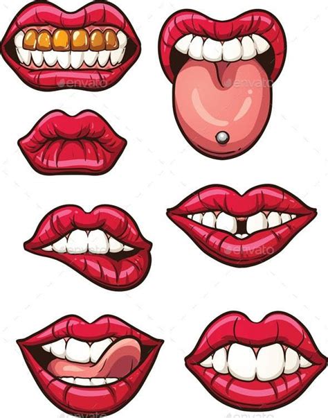 Cartoon Lips By Memoangeles Graphicriver Lips Cartoon Cartoon Mouths