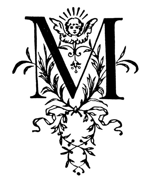 M, Floral initial | ClipArt ETC