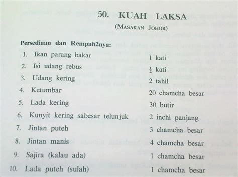 Apart from those two, we also have nyonya laksa, sarawak laksa, johor laksa and laksam. Just observations...: A recipe book from the past