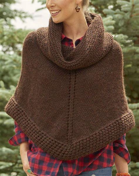 Free Knitting Pattern For Easy Getaway Poncho Knit In The Round From