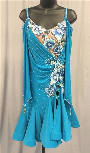 sexy and elegant aqua ruffle latin dress