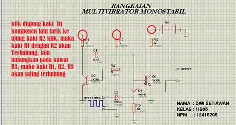 Catatan Pelajar Membuat Rangkaian Multivibrator Monostabil