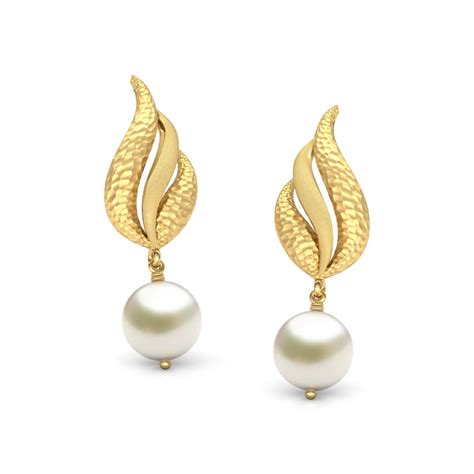bevan hammered pearl drop earrings stylish drop earrings caratlane