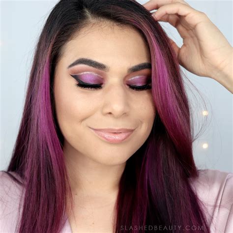 Purple Glitter Cut Crease Makeup Tutorial For New Years Slashed Beauty